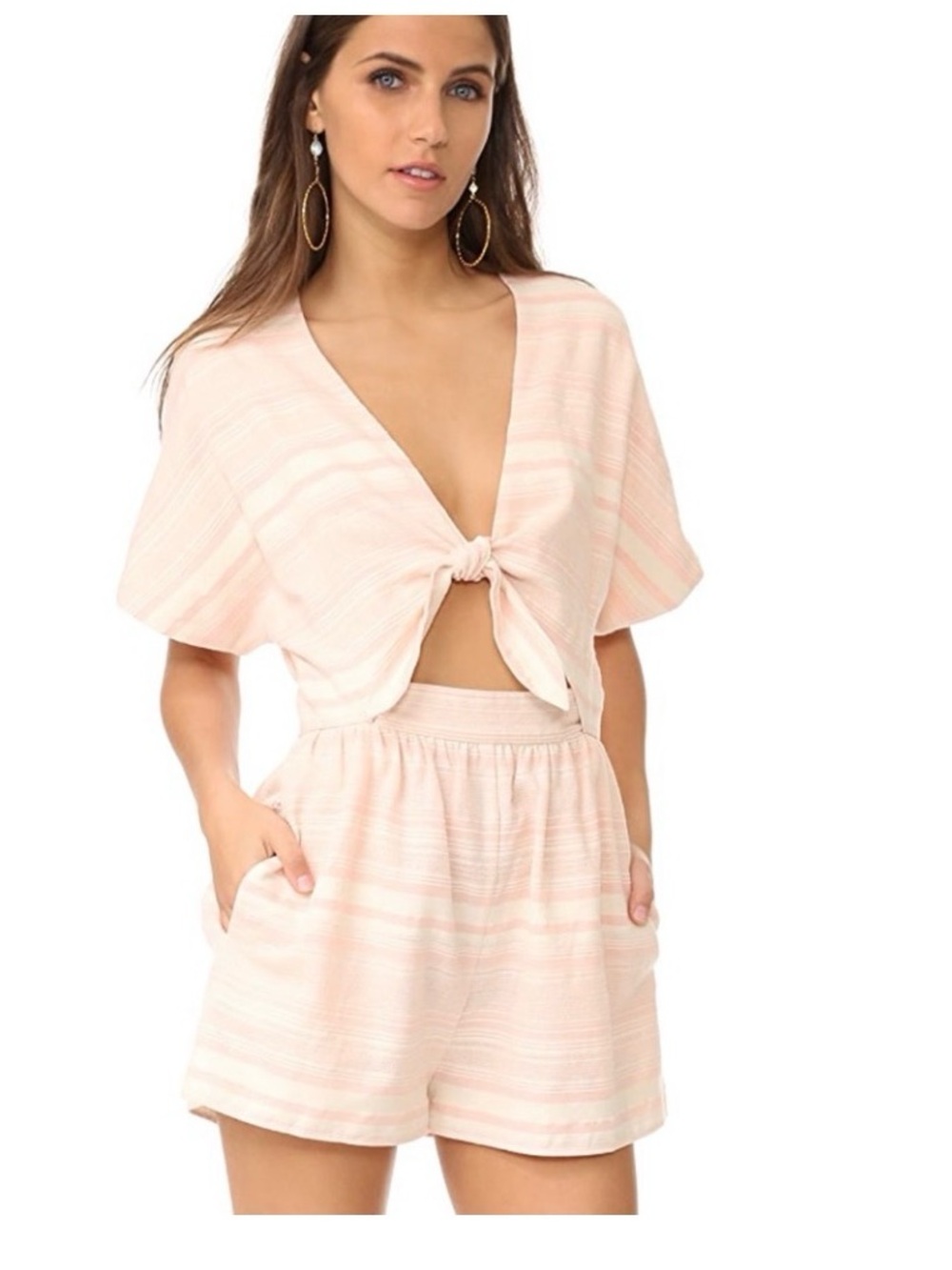 Mara Hoffman Pink and Cream Striped Cotton Top